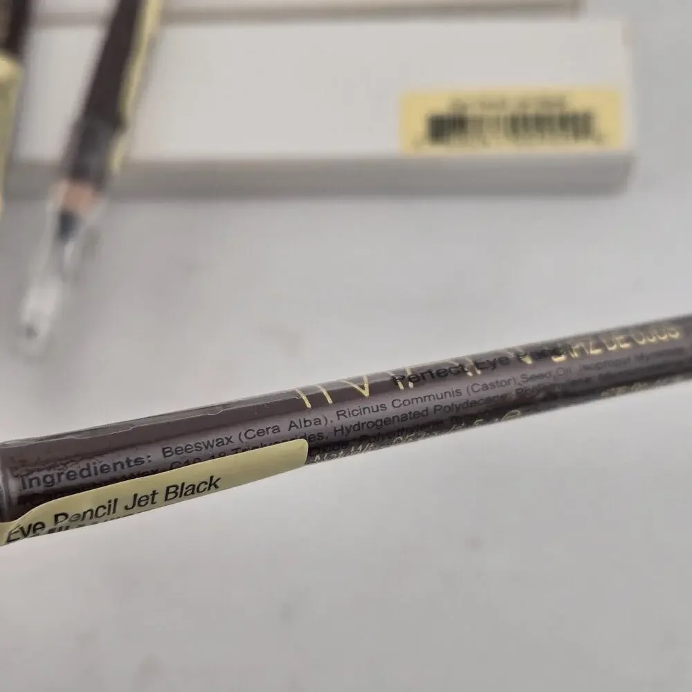 IMAN Perfect Eye Pencil Eyeliner Set Of 4 Jet Black w/ Sharpener Cap .05 Oz New